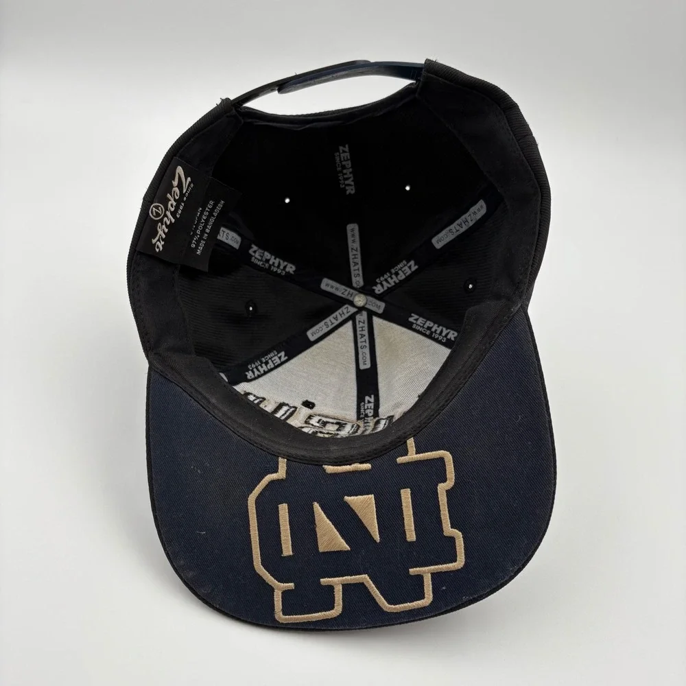Zephyr Hat Men OS Black Notre Dame Fighting Irish Snapback Flat Bill Embroidered